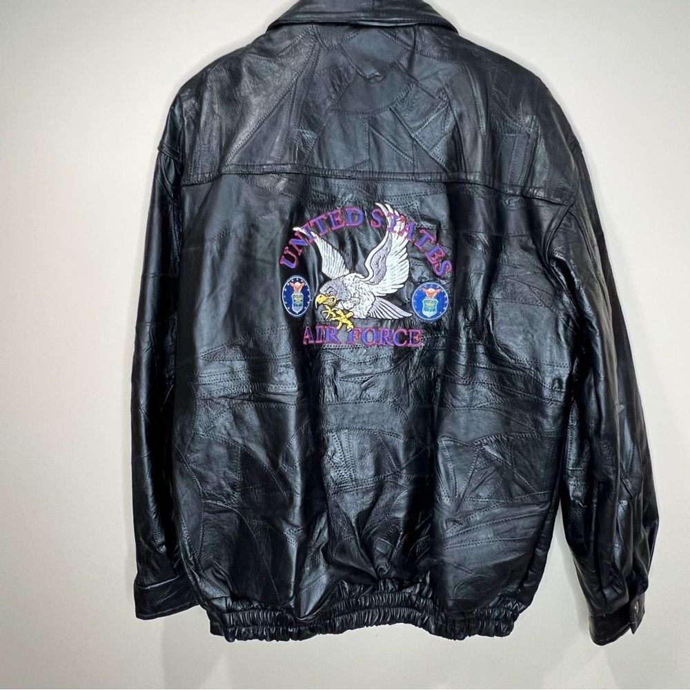 VTG 90’s Patchwork Leather Embroidered United States Air Force Eagle Jacket XL